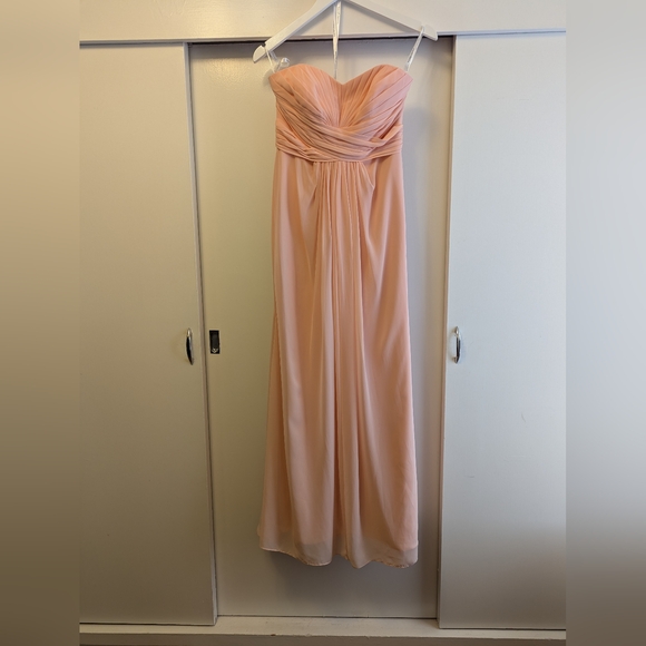David's Bridal Strapless Bridesmaid Dress in Bellini Size 2 - Picture 2 of 2
